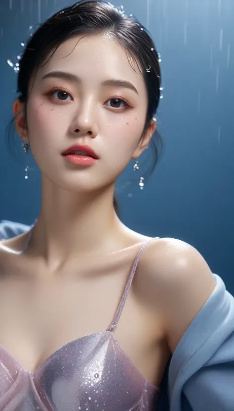 realistic style film, dreamy background, a super beautiful chinese-american girl, realistic, delicate and exquisite facial featu...