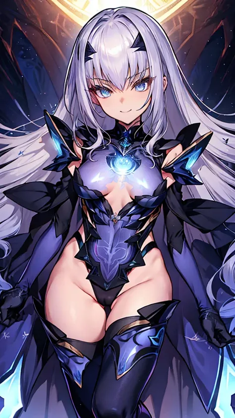 (full body),describe the whole,NSFW,highest quality,High resolution, Super detailed,game CG,dutch angle,detailed and beautiful eyes,beautiful girl,chest focus,(enchanting smile), (spread your legs), (raise your legs), leotard，armor, 装甲dress, Black dress, 黒...