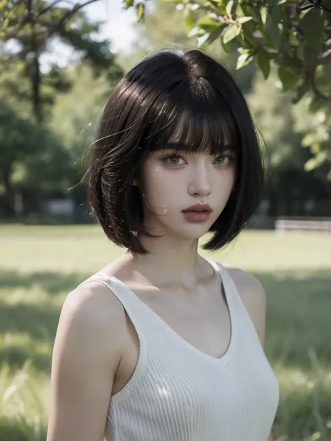 ( masterpiece, top quality, best quality,8k,17 years old girl,ultra detailed,raw photo:1.5),(photorealistic:1.4), (bob cut,swept bangs, black hair:1.5), (cinematic lighting), PerfectNwsjMajic, , Surrealism, UHD, ccurate, Super detail, textured skin, High d...