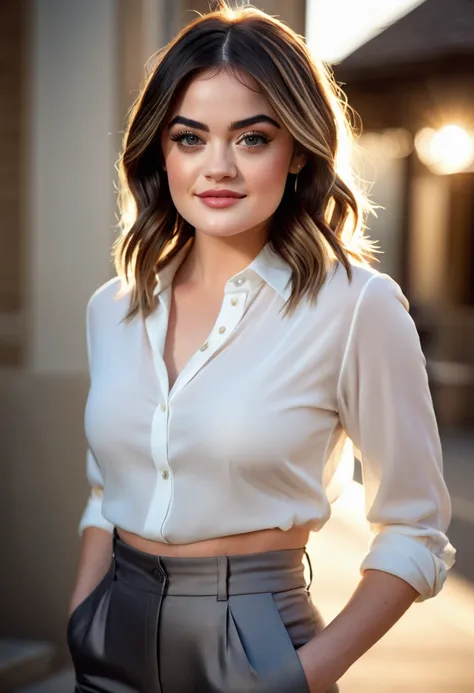 Lucy Hale, Beautiful Woman, players perspective, Lens Flare, f/2.8, 50mm, Leica, Braids, (Masterpiece, Top Quality, High Resolution:1.4), 1 girl, 30 years old, large breasts, angel, abs, skin pore texture, HD 4K, 8K, photo, cinematic, full body, realistic,...