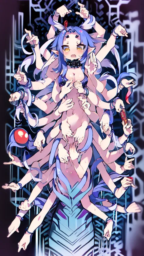 (a lot of extra limb), (Extra Arms), extra legs , multiple heads,((((3 heads:1.5)))), Cat ear,extra breasts under breasts, multiple legs, Shrine priestess costume, wolf ears ,fox ears, multiple legs, multiple arms, masterpiece, highest quality , {Multiple ...