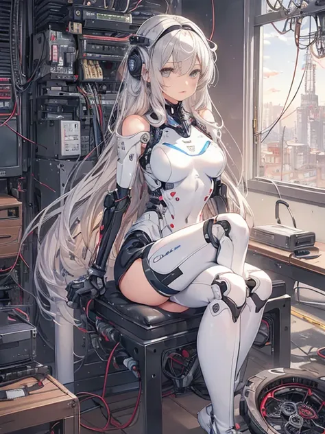 NSFW, (((masterpiece)))、(((highest quality)))、((Super fine))、(Detailed CG illustration)、((very delicate and beautiful))、(Delicate and cute face)、cinematic light、((1 Mechanical Girl))、solo、Full body Esbian、(highest qualityのイラスト:1.2), (pretty girl:1.1), (1 g...