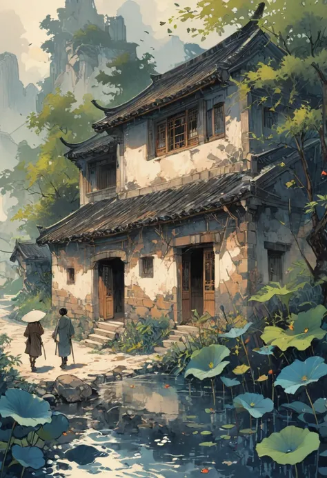 boy, movie poster of ghibli cartoon, ink style, realistic, detailed background, (masterpiece, best quality, perfect composition, very aesthetic, absurdres, ultra-detailed, intricate details, Professional, official art, Representative work:1.3), (Animagine:...