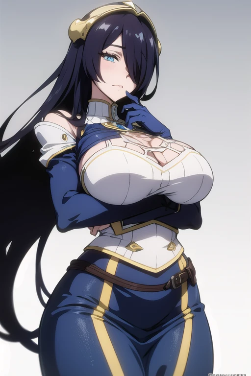 mature women,milf,large breast,beautiful face,long hair, shiny hair, blue eyes,high detailed,black hair, hair over one eye,masterpiece,cowboy shot,perfect anatomy,cleveage,dynamic pose,Blue gold Knight armor, knight helmet, skirt,head band,busty,motherly,