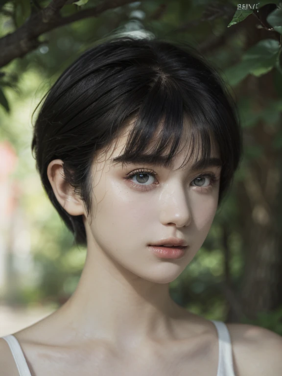 ( masterpiece, top quality, best quality,8k,17 years old girl,ultra detailed,raw photo:1.5),(photorealistic:1.4), (Pixie Cut Hairstyle, black hair:1.5), (cinematic lighting), PerfectNwsjMajic, , Surrealism, UHD, ccurate, Super detail, textured skin, High d...