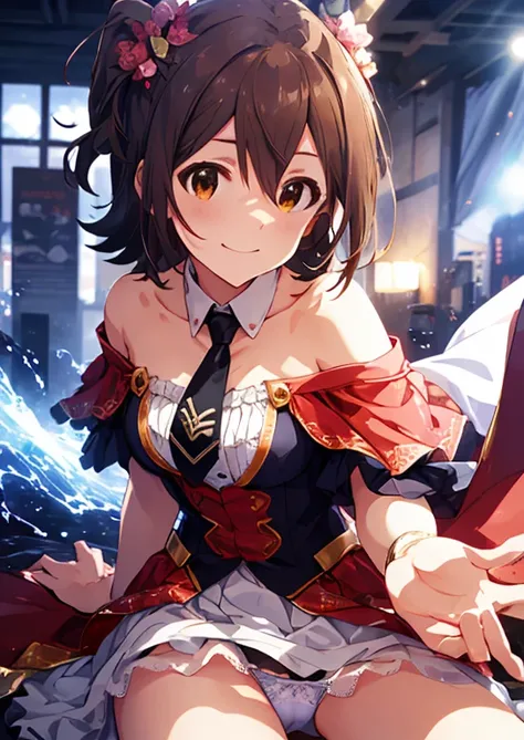 Mirai Kasuga (million live), (highest quality, 8K, masterpiece, Super detailed:1.2), (Lens flare, particles of light, shine), big breasts, smile, open your mouth, masterpiece, highest quality, Super detailed, High resolution, Very detailed CG, official art...