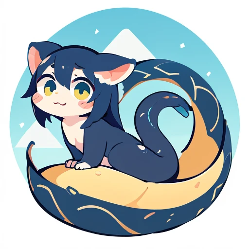 Cute icon with eel illustration,It feels timid and not human-like.