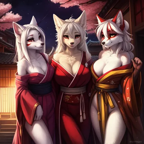 by kenket, Ross Tran, ruan jia, zaush, foxovh, by Zackary911, by hyattlen, by teranen, by fumiko, by Pixelsketcher, by fluff-kevlar, bye r-mk, by Dimwitdog, Furry, Anthro, ((mother and daughters)), BREAK, First Daughter: ((oiran), prostitute, (luxurious of...