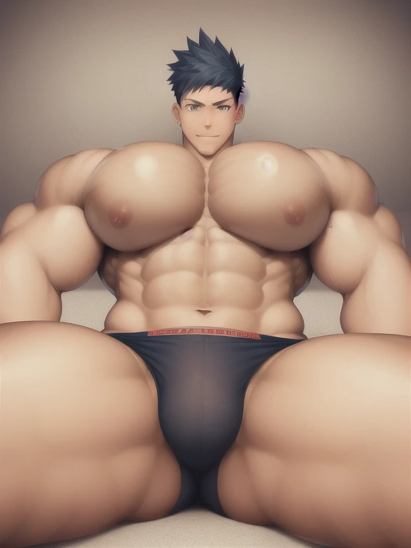 huge chest, 14 year old boy, teen age anime, very muscular body, 8 pack abs and big biceps, cute, barefoot, looks confident, blush, extremely cute and extremely muscular 14 year old boy, sweaty, huge bulge, well endowed, puberty muscles, chiseled ripped bo...