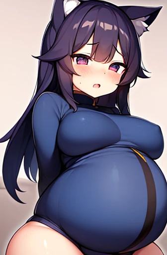 pregnant with many girls, Have cat ears,Pregnant, childbirth, work、A belly so huge that it can&#39;t exist in reality、Belly on the verge of bursting、Looks very painful、small face、Giant belly、Big belly、、masterpiece、very shy look、Are fat、Belly bigger than bo...