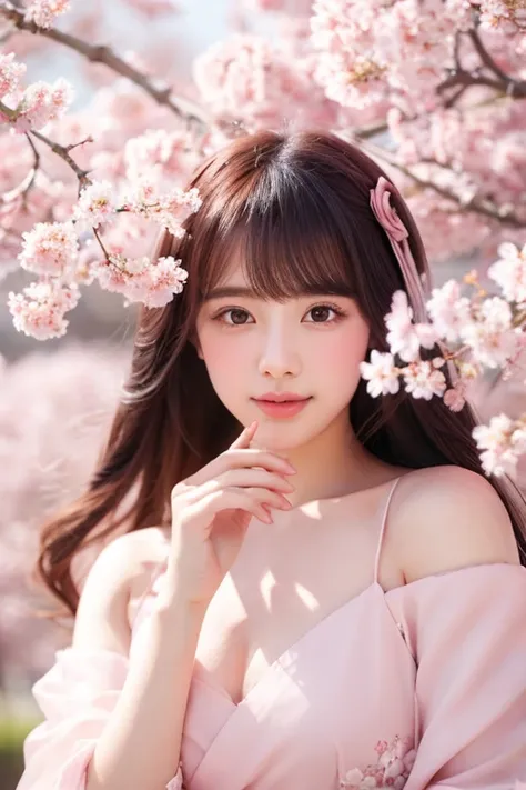 anime-like illustration, (best quality,4k,8k,highres,masterpiece:1.2),ultra-detailed,Japanese Cherry Blossoms,sakura blooms,beautiful girl surrounded by sakura petals,pink scenery,influence of anime,soft and dreamy atmosphere,delicate and graceful female f...