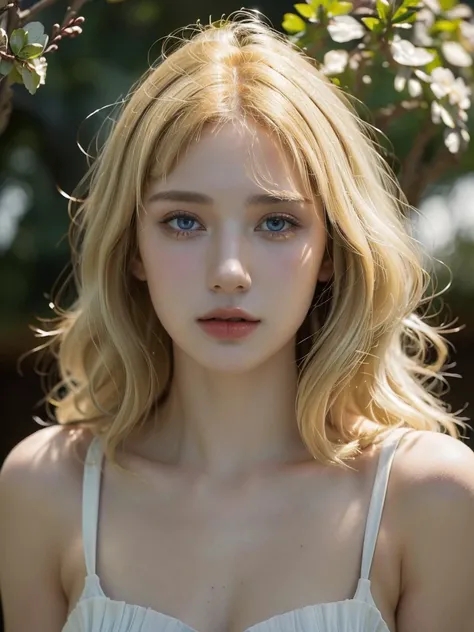 ( masterpiece, top quality, best quality,8k,17 years old girl,ultra detailed,raw photo:1.5),(photorealistic:1.4), (wavy french Bob vibe from 1920,bangs, blonde hair:1.5), (cinematic lighting), PerfectNwsjMajic, , Surrealism, UHD, ccurate, Super detail, tex...