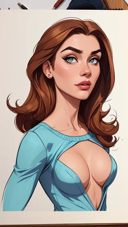 estilo de desenho animado:1.2),  Jenifer  Connelly mulher Imagem de desenho animado de uma mulher , roupas sensuais , garota super fofa, authoritarian would be facial expressioncartoon style illustration, estilo de arte dos desenhos animados, estilo de art...