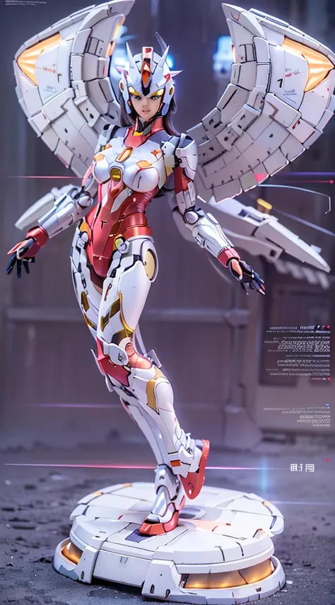 Full Body View CyberArmor Ultraman Empress is spreading her wings of light in outer space, ready to leap，The Ultra Armor Ultraman Empress in the ultra-wide-angle shot has an ethereal and graceful posture，Stretch out the light wings is magnificent，Cyberarmo...