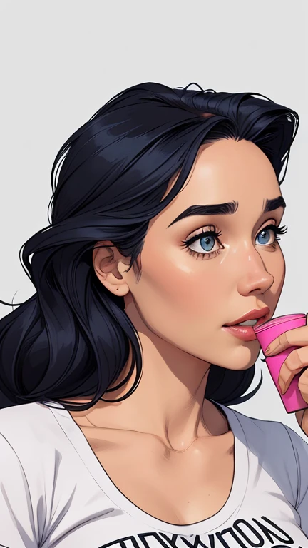 estilo de desenho animado:1.2), Jennifer Connelly drinking coffee Cartoon image of a woman , roupas sensuais , garota super fofa, authoritarian would be facial expressioncartoon style illustration, estilo de arte dos desenhos animados, estilo de arte dos d...