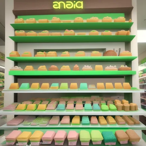 Linda tienda de pasteles llamada "Android Pastry" de colores verde pastel.