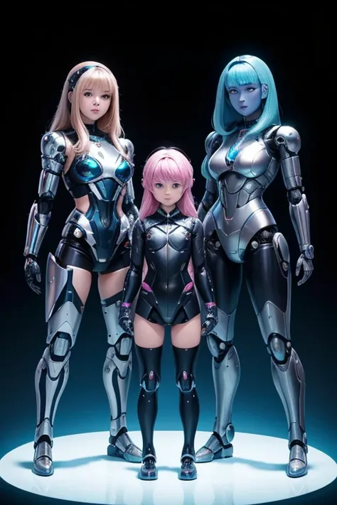 Many schoolgirls transformed into robots,
 whole body mechanics,　
 Only the faces of all of them remain human.,
 They all have different hair colors and hairstyles.,
 All of their bodies are mechanical and made of metal.,
 Everyone&#39;s whole body is mech...