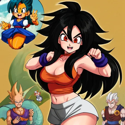 Dragon Ball、1:very cute girl、Saiyan、chest、perfect style、black long hair