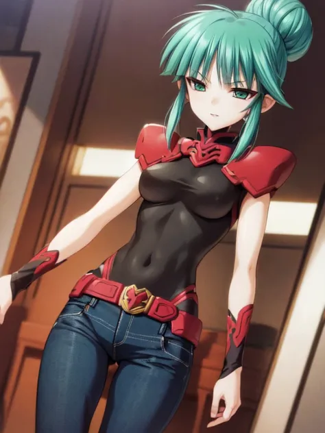 nsfw , tsukuyomi mana , (((highres official art))) , (((1girl))) , (((solo))) , green hair , green eyes , blush , shy , sidelock...