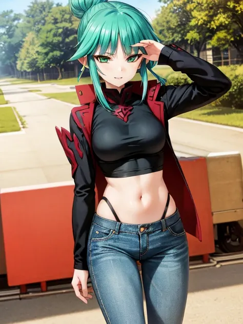 nsfw , tsukuyomi mana , (((highres official art))) , (((1girl))) , (((solo))) , green hair , green eyes , blush , shy , sidelock...