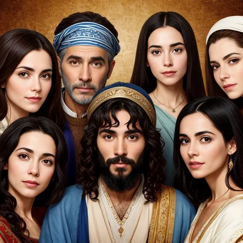 a perfect group of  jews biblical focus on the characters faces