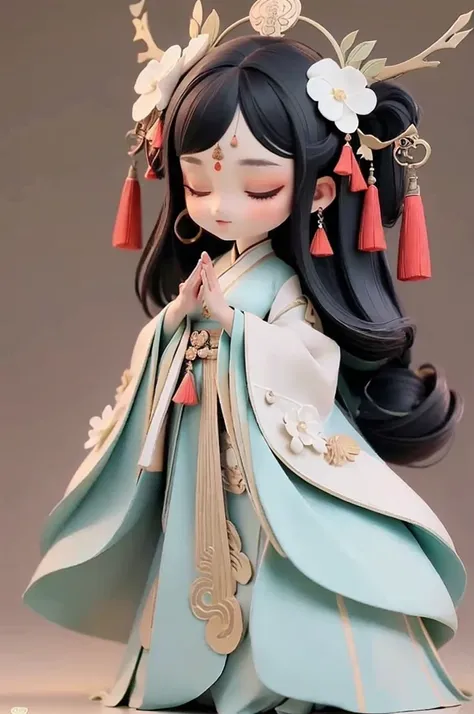 qi gu feng, game icon institute, game icon, 1girll, solo, hair ornament, black hair, beautiful eyes, open, musical instrument, f...