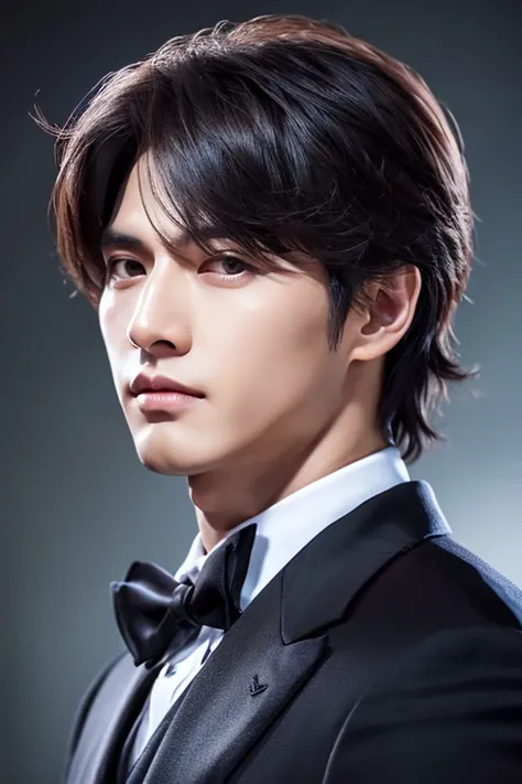 whole body、Rough image of a man wearing a suit and tie, K-pop idol portrait, Cai Xukun, high quality portrait, elegant digital art, handsome stunning realistic, Anime portrait of a handsome man, Inspired by Yanjun Chen, Yanjun Cento, korean man, official f...