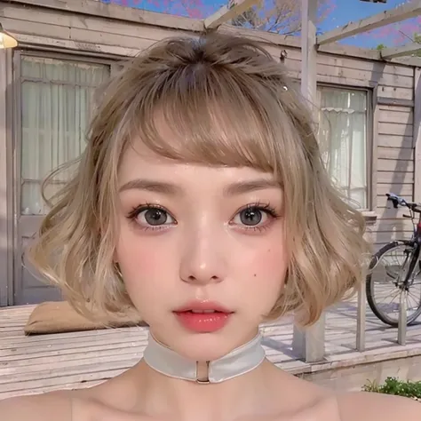 (masterpiece:1.3), (8K, Photoreal, RAW photo, best image quality: 1.4), Japanese high school girl、(random hairstyle:1.2)、cleavage:1.2、super detail face、eye for details、double eyelid、chest to chest、sharp focus:1.2、Beautiful woman:1.4、light brown hair、highes...