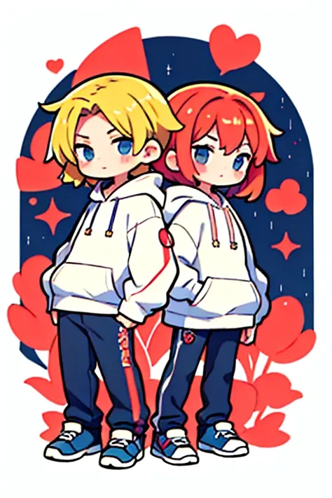 couple,back-to-back,chibi,hoodie