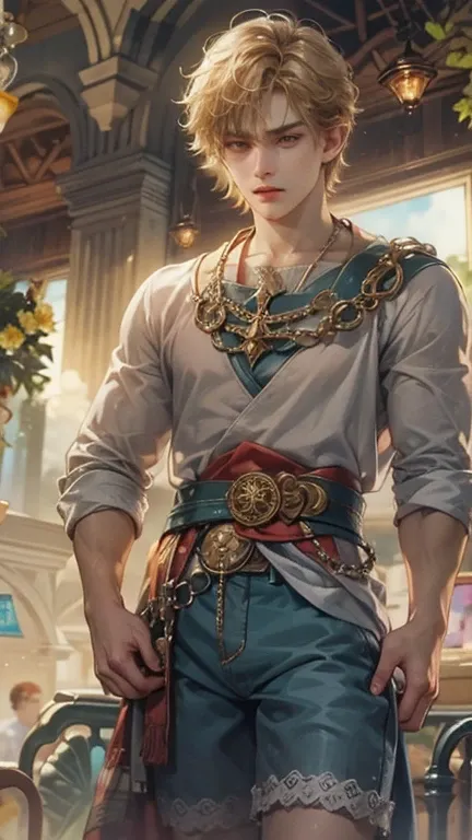 (nonsense, height, very detailed, HDR), Masterpiece, complicated details, Best quality closeup photo of young King Perseus with perfect face., Beaming, A boy with a handsome face, The coolest outfit, short hair, anime eyes, matured teenager, Miraculous out...