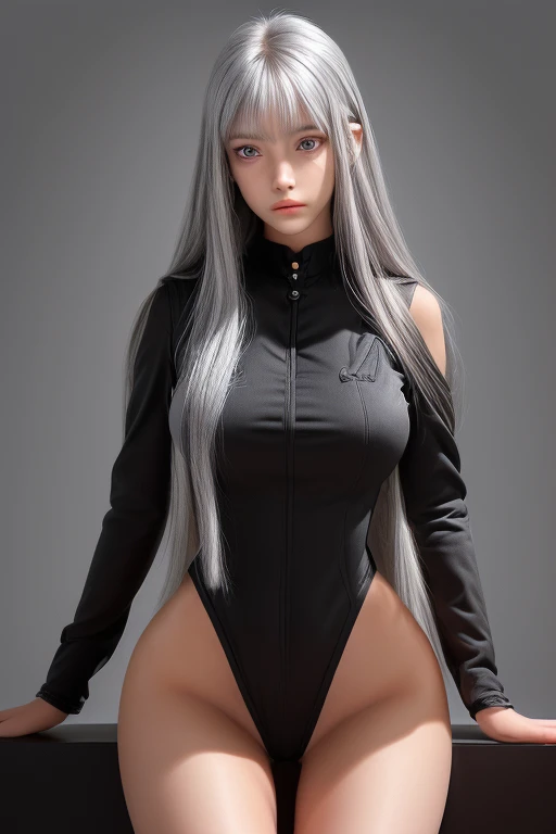 black military uniform,whole body,height: 168cm,almond shape eyes,{{{{{silver eyes}}}}},{{{{{dull bangs}}}}},(slanted eyes},{{whole body},{{{1 girl}}}, long hair, straight hair,{{{{silver hair}}}},{{{tsurime}}},30 years old,{Medium chest},{{bush}},silver e...