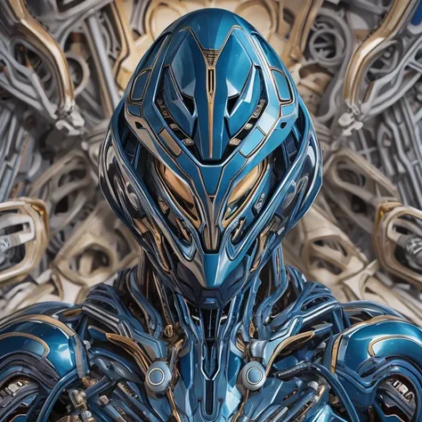 alien biomechanical in stealth suit,, blonde, blue eyes, masterpiece, appealing, looking at viewer