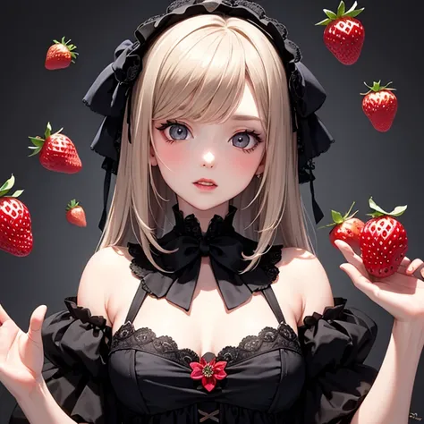 strawberry,Gothic Lolita,Victorian era,Gothic ,one girl,