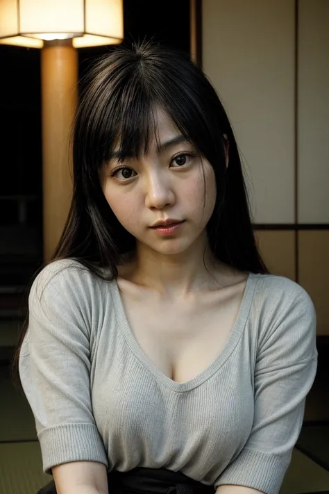 A beautiful Japanese woman with a greasy, glossy face.