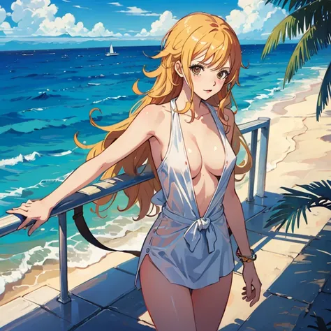 Nami naked , one piece, full color