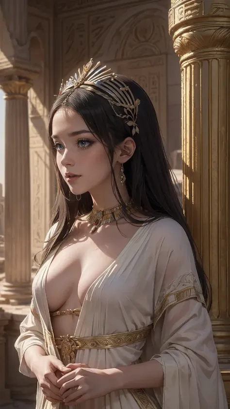 ((最high quality, 8K, masterpiece: 1.3, Ultra HD, high quality, 最high quality, High resolution, realism)) 、It&#39;s Cleopatra、Inside an ancient Egyptian palace、Use your body to seduce Julius Caesar of Rome