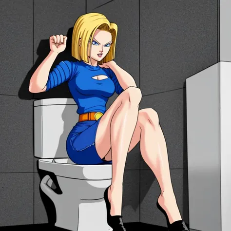 Android 18 using a toilet 