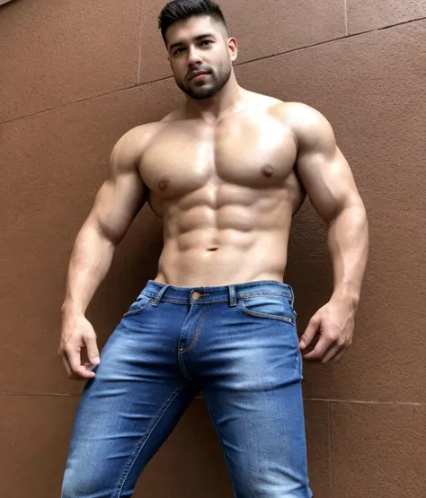 Ruben: male, musculoso,  rostro, realista, foto, real foto, cuerpo completo, jeans  