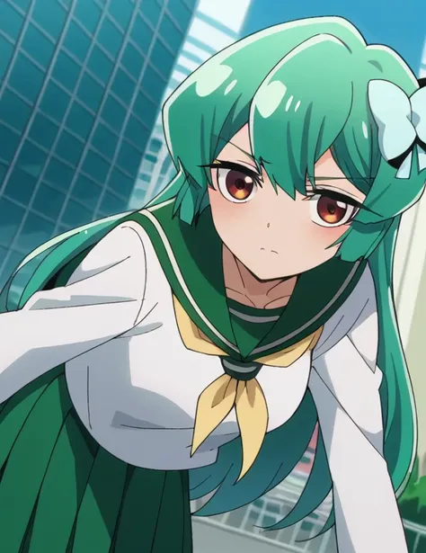 score_9, score_8_up, score_7_up, source_anime,
sayominakami, sayo minakami, long hair, brown eyes, bow, hair bow, green hair,
sk...