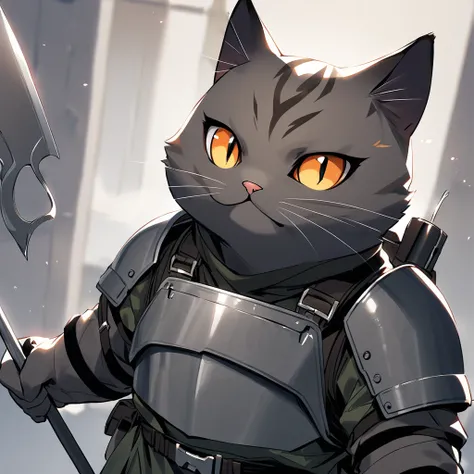 A couple cat soldiers. This cat is fully armoured and has a perfect spear from fork. 