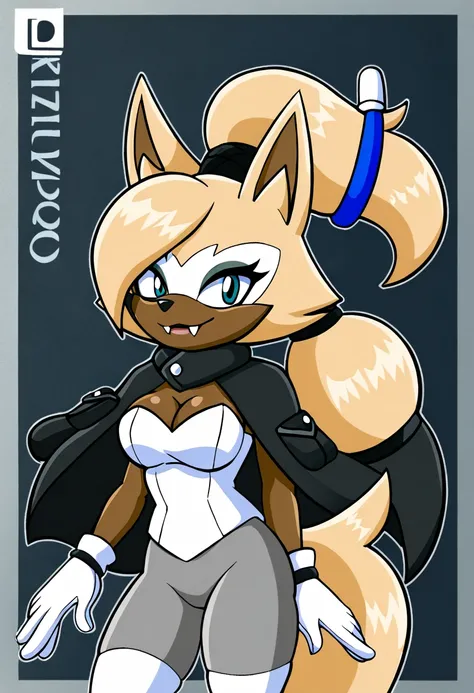 ((female mobian anthropomorphic wolf)) ((biscotti blonde fur)), and ((brown fur, inside of her ears, arms, upper torso, and front torso)).((thick black eyelashes)) and ((cloudy white fur around her eyes)).((biscotti blonde colored hair)), ((perfect cadet b...