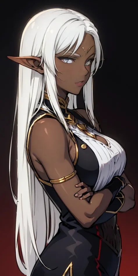 dark elf pirotess black skin white hair