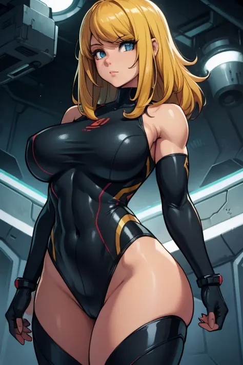 samus aran 1 girl solo (dark atmosphere muscular curvy)