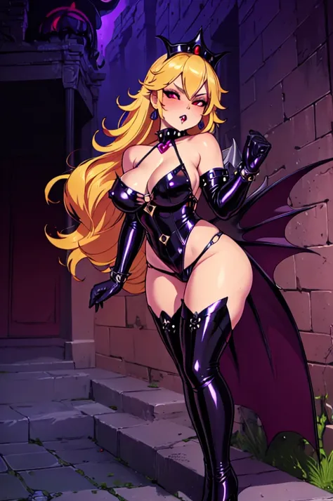 nsfw, cartoon, (solo evil fall princess peach), shadow queen, bowser peach, (official art:1.4), amazing fine details, all intricate, gloss and shiny, awesome many layers, 8k wall paper, sketch, illustration, weird hair, boots, high heel boots, high heels, ...