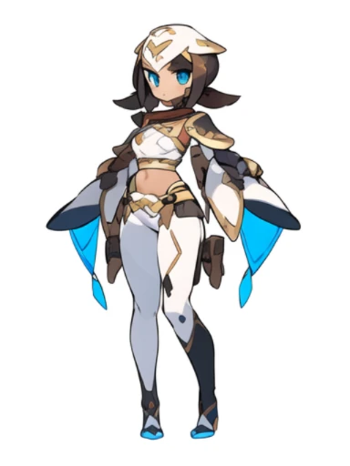 solo, female, crop top, ((( white background))), character focus, fantasy outfit, standing, character design, full body,
