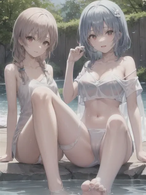 naked towel、 break、 rei ayanami, break、lora:ppfs:1, break、
masterpiece、highest quality、detailed、cute、cute、beautiful、Exquisite、disorganized、high resolution、(looking down:1.2)、precise fingertips、precise toes、 
break、
hot spring、countryside、stretching legs、le...