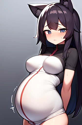 pregnant with many girls, Have cat ears,Pregnant, childbirth, work、A belly so huge that it can&#39;t exist in reality、Belly on the verge of bursting、Looks very painful、small face、Giant belly、Big belly、、masterpiece、very shy look、Are fat、Belly bigger than bo...