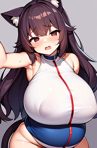 pregnant with many girls, Have cat ears,Pregnant, childbirth, work、A belly so huge that it can&#39;t exist in reality、Belly on the verge of bursting、Looks very painful、small face、Giant belly、Big belly、、masterpiece、very shy look、Are fat、Belly bigger than bo...