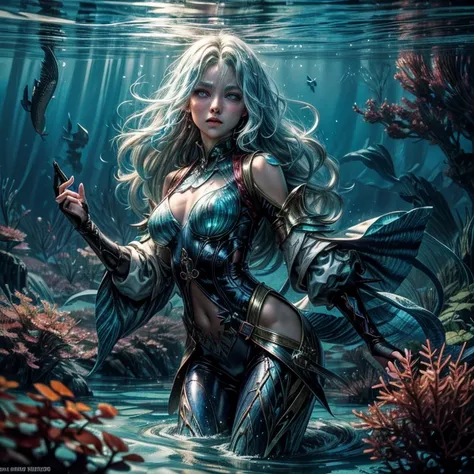 high details, best quality, 16k, [ultra detailed], masterpiece, best quality, (extremely detailed), dynamic angle, ultra wide shot, RAW, photorealistic, fantasy art, dnd art, rpg art, realistic art, an ultra wide picture of a sea elf (1.5 intricate details...