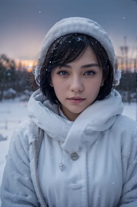 1 girl, (Winter clothes:1.2), beautiful japanese actress, 
Looks great in photos, Yukihime, long eyelashes, snowflake earrings,
(Raw photo, highest quality), (reality, realistic:1.4), (pieces fly), 
detailed and beautiful eyes, beautiful detailed lips, hig...